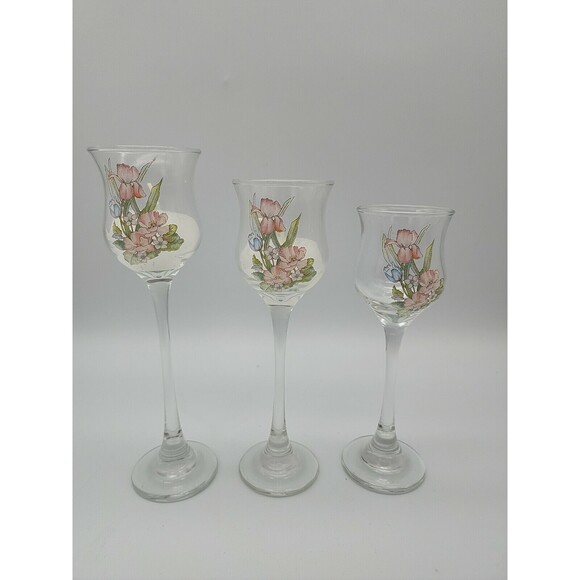 LE Smith Elegance 3 Ppc Candlestick Set #86944D w/box Spring Flowers Votives - Picture 1 of 12